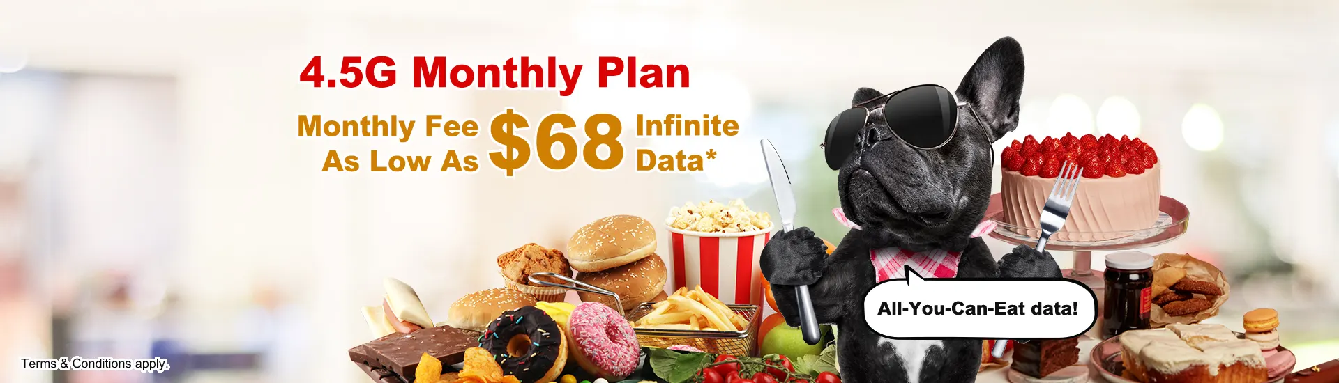 4.5G Monthly Plan, Monthly Fee As Low As $68, Infinite Data